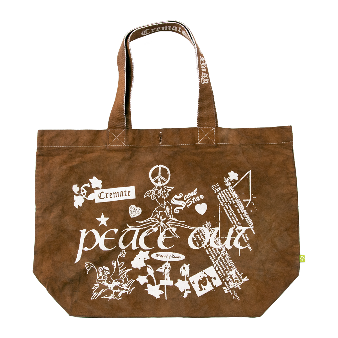 Peace Out Tote Bag, Brown